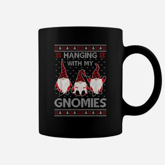 Hanging With My Gnomies Red Plaid Ugly Christmas Gnome Gifts Coffee Mug | Crazezy CA