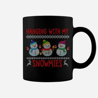 Hanging With My Snowmies Ugly Christmas Pajama Matching Sweatshirt Coffee Mug | Crazezy DE