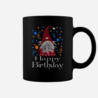 Happy Birthday Gnome Lovers Gift Cute Heart Buffalo Plaid Coffee Mug | Crazezy AU