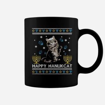 Happy Hanukcat Ugly Hanukkah Coffee Mug - Monsterry AU