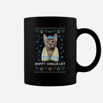 Happy Hanukcat Ugly Hanukkah Sweater Cat Animal Lovers Gifts Coffee Mug | Crazezy UK