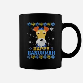 Happy Hanukkah Fox Terrier Wire Dog Noel Ugly Coffee Mug - Monsterry AU