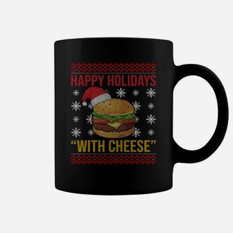 Happy Holidays With Cheese Funny Hamburger Christmas Gifts Sweatshirt Coffee Mug | Crazezy CA