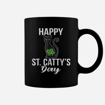 Happy St Catty's Day Shirt Funny Green Cat Drinking Tee Coffee Mug | Crazezy