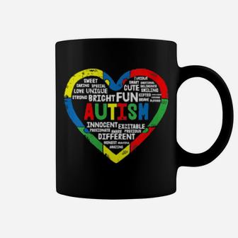 Heart Puzzle Autism Awareness Bright Fun Different Coffee Mug - Monsterry