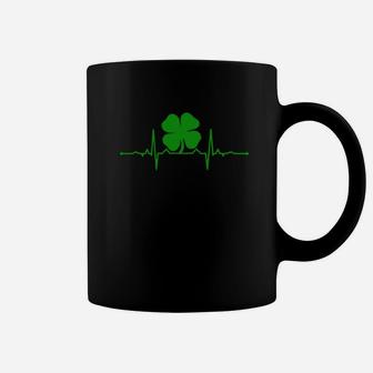 Heartbeat Irish Four Leaf Clover T-shirt St Pattys Shamrock Coffee Mug - Thegiftio UK