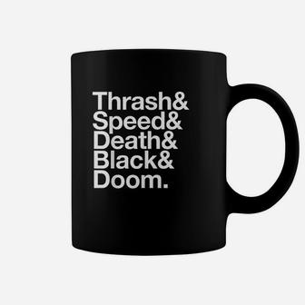 Heavy Metal Music Types List Thrash Speed Doom Death Black Coffee Mug | Crazezy UK