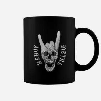 Heavy Metal Skull Devil Horns Sign For Women Men Coffee Mug - Thegiftio