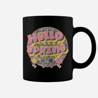 Hello Spring Retro Vintage Flower Colorful Rainbow Coffee Mug | Crazezy CA