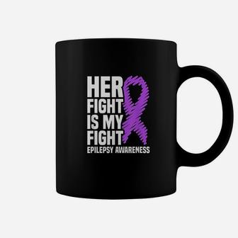 Her Fight Is My Fight Purple Ribbon Coffee Mug | Crazezy