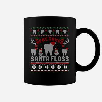 Here Comes Santa Floss Dentist Christmas Ugly Sweater Sweatshirt Coffee Mug | Crazezy