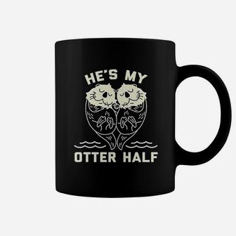 Hes My Otter Half Cute Sea Otter Animal Valentines Day Coffee Mug | Crazezy