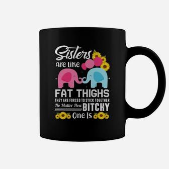 Hippie Elephant Sisters Are Like Fat Thighs They Are Forced To Stick Together Coffee Mug - Monsterry AU