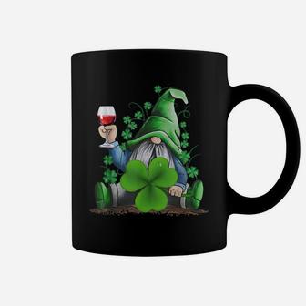 Hippie Gnome Drinking Wine With Shamrock St Patrick's Day Coffee Mug | Crazezy