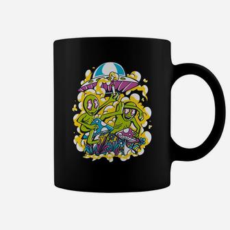 Hippie Psychedelic Cottagecore Mushrooms Trippy Aliens Ufo Coffee Mug | Crazezy UK