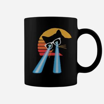 Hipster Cat Laser Eyes Sweet Distressed Sun Fun Eighties Coffee Mug - Monsterry AU