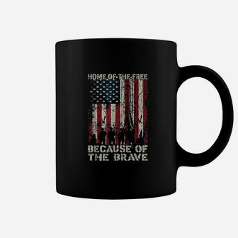 Home Of The Free Because Of The Brave Distress American Flag Coffee Mug | Crazezy