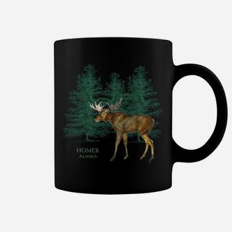 Homer Alaska Moose Lovers Trees Vintage-Look Souvenir Coffee Mug | Crazezy
