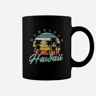 Honolulu Hawaii Aloha Hula Retro Vintage Sunset Summer Beach Coffee Mug | Crazezy CA