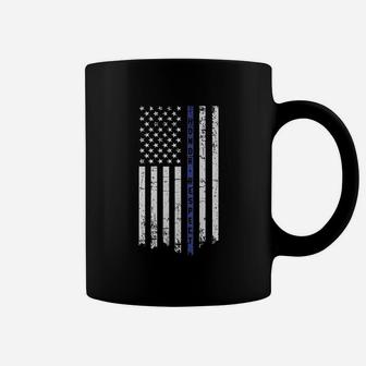 Honor N Respect Thin Blue Line Flag Raw Edge Raglan Coffee Mug | Crazezy AU