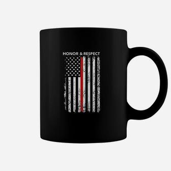 Honor Respect Us Flag Red Line Firefighter Coffee Mug | Crazezy