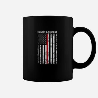 Honor Respect Us Flag Red Line Firefighter Coffee Mug | Crazezy