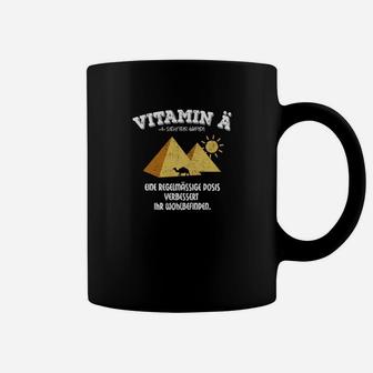 Humorvolles Bergsteiger Tassen Vitamin Berg Spruch, Bergmotiv Schwarz - Seseable