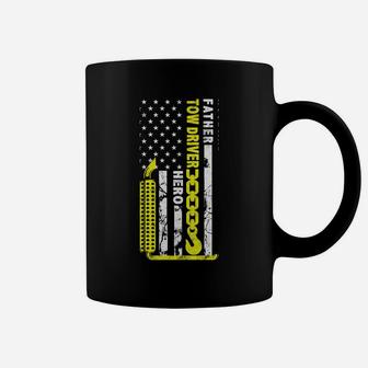Husband Father Tow Driver Hero American Flag Gift Towing Dad Coffee Mug | Crazezy