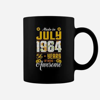 I Am A Sunflower And I Was Born In 1964 Until July 2020 Is 56 Years Of Being Awesome Coffee Mug - Thegiftio UK