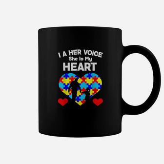 I Am Her Voice She Is My Heart Autism Awareness Dad Coffee Mug - Monsterry