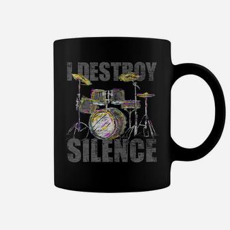 I Destroy Silence Drummer Gifts Vintage Drums Coffee Mug | Crazezy AU