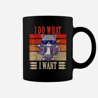 I Do What I Want Cat Shirt Funny Graphic Cat Lovers Vintage Coffee Mug | Crazezy AU