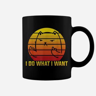 I Do What I Want - Funny Retro Vintage Cat Lover Quote Coffee Mug | Crazezy CA