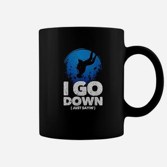 I Go Down Funny Diving Design Coffee Mug - Thegiftio UK