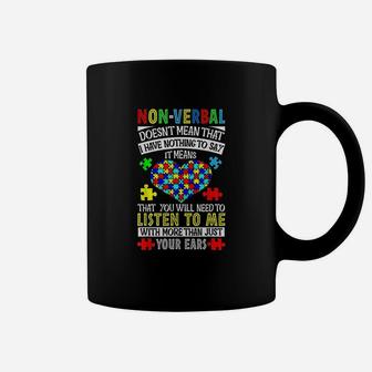 I Have Nonverbal Autism Valentines Day Puzzle Piece Gift Coffee Mug | Crazezy