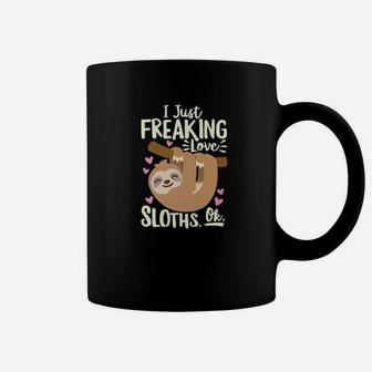 I Just Freaking Love Sloths Ok Cute Sloth Premium Dark Coffee Mug - Thegiftio UK