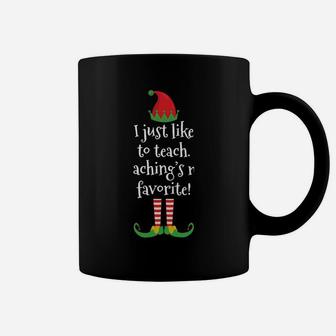 I Just Like To Teach Funny Teacher Christmas Party Pajama Coffee Mug | Crazezy