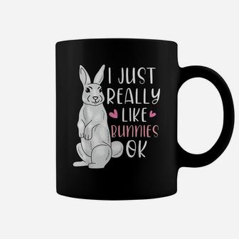 I Just Really Like Bunnies Okay Animal Lover Cute Easter Coffee Mug | Crazezy