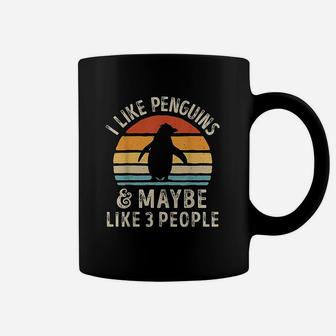 I Like Penguins And Maybe 3 People Funny Vintage Animal Lovers Coffee Mug - Seseable