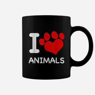 I Love Animals With Heart Paw Print For Pet Lovers Coffee Mug | Crazezy CA
