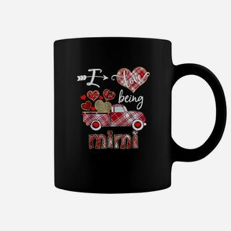 I Love Being Mimi Red Plaid Truck Hearts Valentines Day Coffee Mug - Monsterry UK