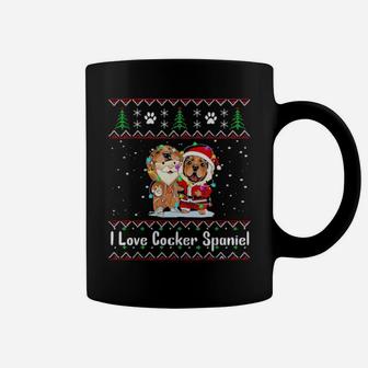 I Love Cocker Spaniel Wearing Santa Suit Fairy Light Costume Coffee Mug - Monsterry