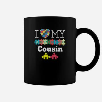 I Love My Autistic Cousin Autism Awareness Day Rainbow Coffee Mug - Monsterry UK
