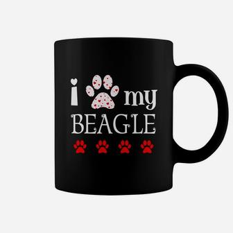 I Love My Beagle Event Happy Valentines Day Paw Prints Coffee Mug - Seseable
