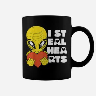 I Steal Hearts Valentine's Day Alien Ufo With A Heart Coffee Mug - Monsterry DE