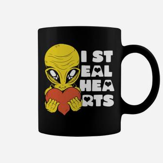 I Steal Hearts Valentine's Day Alien Ufo With A Heart Coffee Mug - Monsterry AU