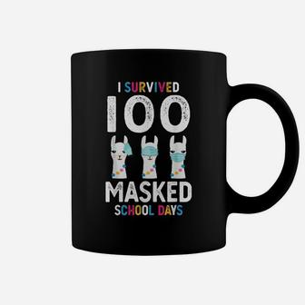 I Survived 100 Masked School Days Lama 100 Days Of School Coffee Mug | Crazezy UK