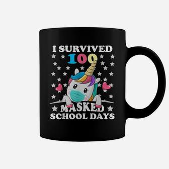 I Survived 100 Masked School Days Unicorn 100Th Days School Coffee Mug | Crazezy AU