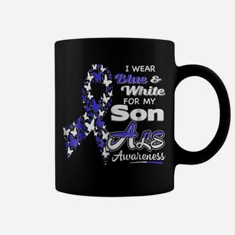 I Wear Blue And White For My Son - Als Awareness Shirt Coffee Mug | Crazezy DE