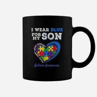 I Wear Blue For My Son Autism Awareness Coffee Mug | Crazezy DE